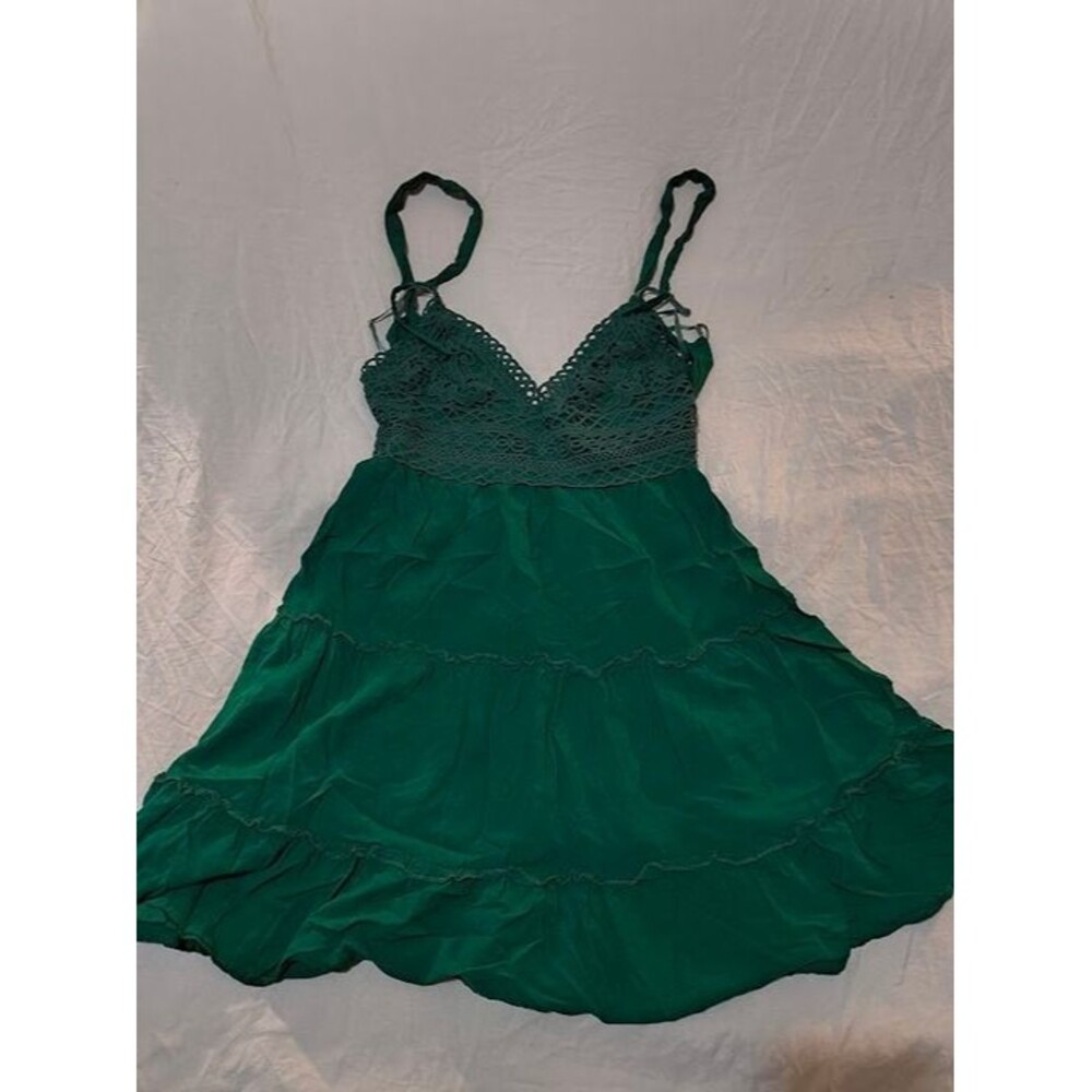 SHEIN Green Lace Crochet Mini Dress Size M.  #J